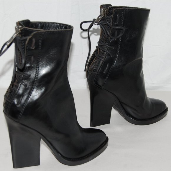 $485❤️ 36/6 HAIDER ACKERMANN Black Real Leather High Heel Ankle Boots Bootie - Picture 7 of 10